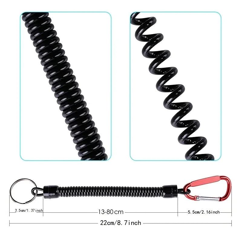 Retractable Fishing Hand Rope – Anti-Lost Telescopic Spring Lanyard with Carabiner for Fishing Tools & Tackle Security
