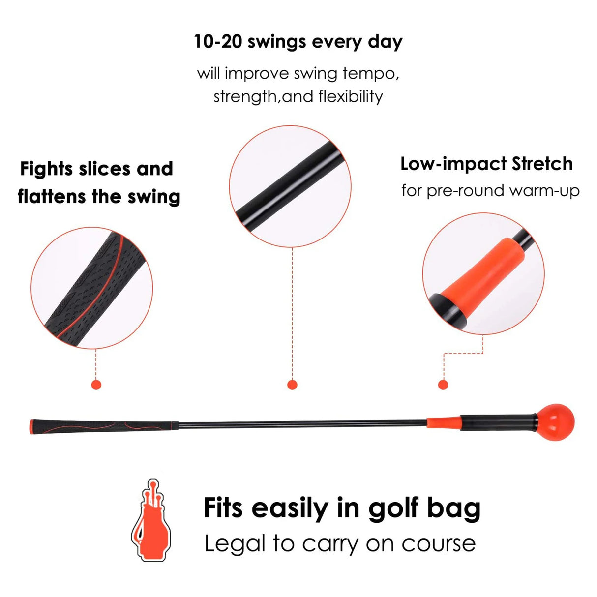 Golf Swing Training Aid – 40/48 Inch Practice Rod & Warm-Up Stick for Swing Tempo, Strength & Flexibility Training
