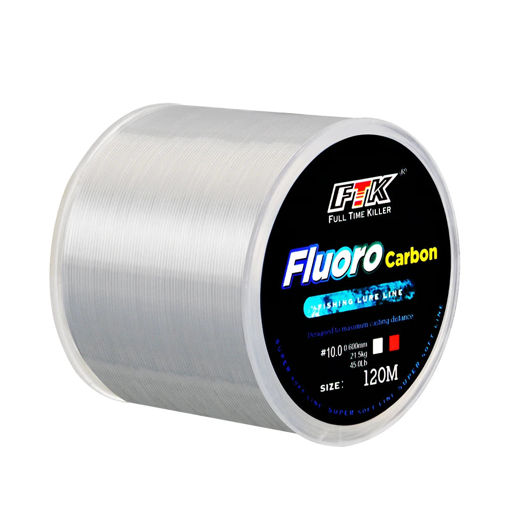 120M Fluorocarbon Coated Fishing Line – 0.20mm–0.60mm | 7.15LB–45LB Carbon Fiber Leader Line for Freshwater & Saltwater