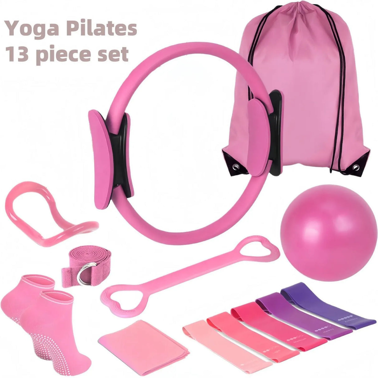 13 PCS Pilates Ball & Resistance Band Set – Complete Home Pilates Equipment Kit