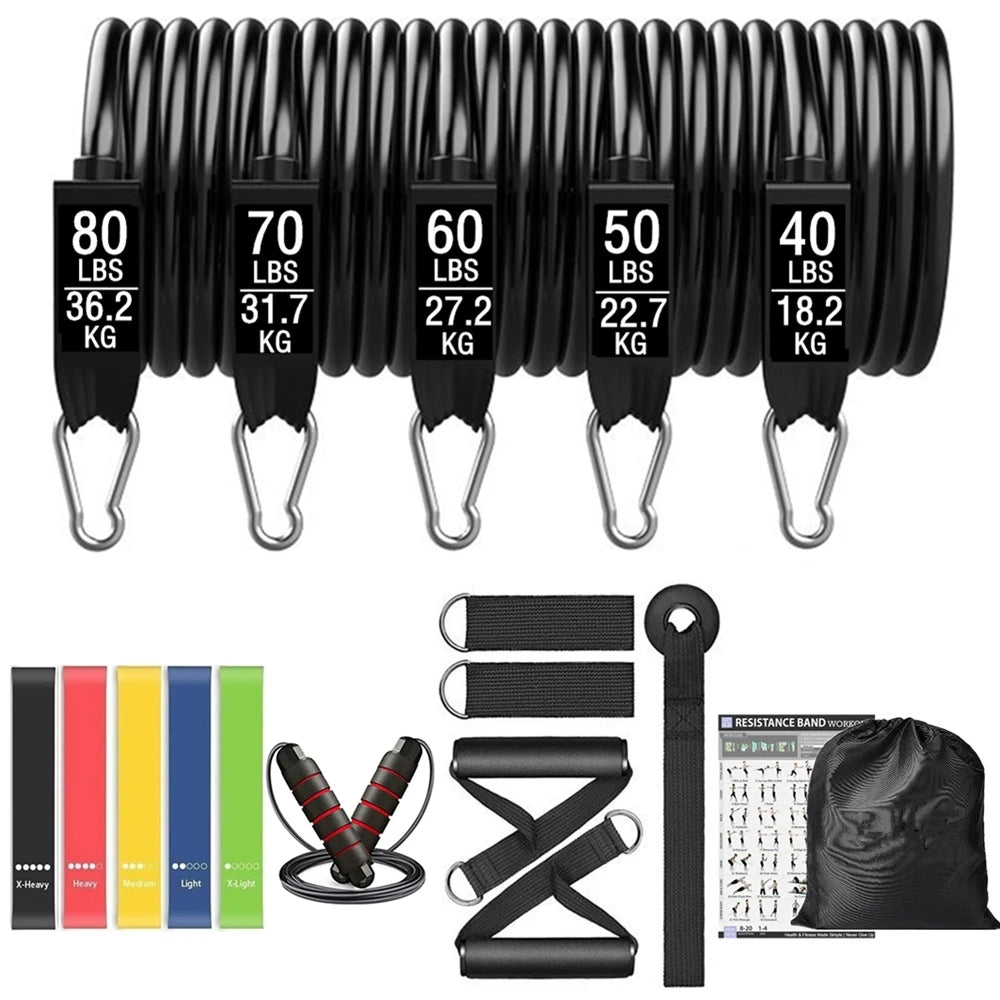 Workout Bar Fitness Resistance Bands Set – Pilates, Yoga & Full-Body Training at Home