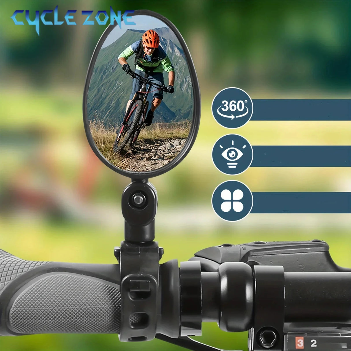 360° Bike Rear View Mirror – Adjustable Handlebar Mirror for MTB & Road