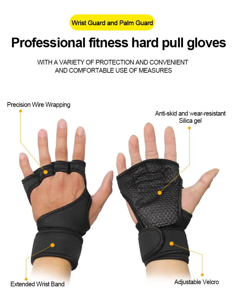Breathable Workout Gloves with Wrist Wraps – Weightlifting & Gym Gloves for Men and Women