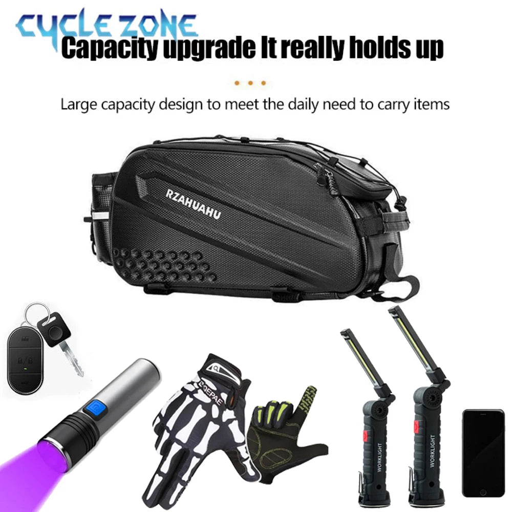10L Waterproof Bicycle Rear Seat Bag – Large Rack Saddlebag & Shoulder Bag