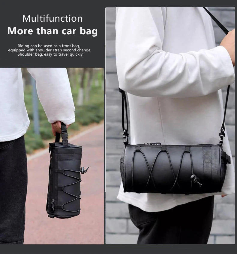 2.5L Bike Front Tube Bag – Large Capacity Handlebar Storage with Shoulder Strap for Road & Mountain Bikes