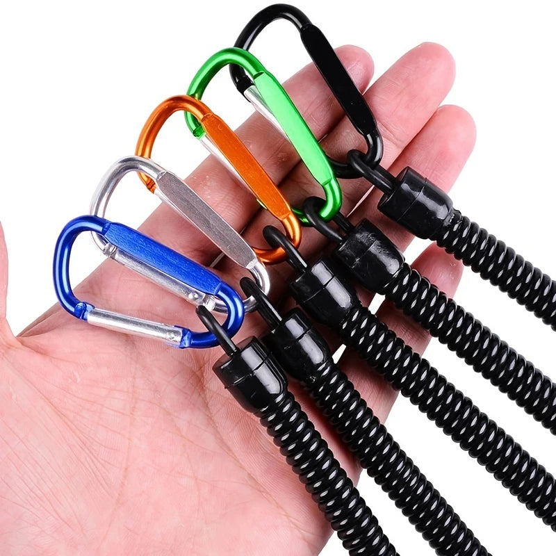 Retractable Fishing Hand Rope – Anti-Lost Telescopic Spring Lanyard with Carabiner for Fishing Tools & Tackle Security
