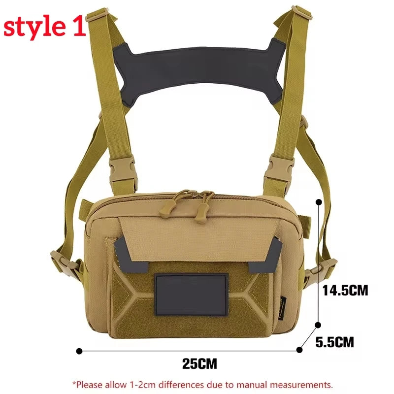 Men’s Camo Fishing Vest Bag – Multi-Pocket Utility Chest Pack for Outdoor Fishing, Hiking & Hunting