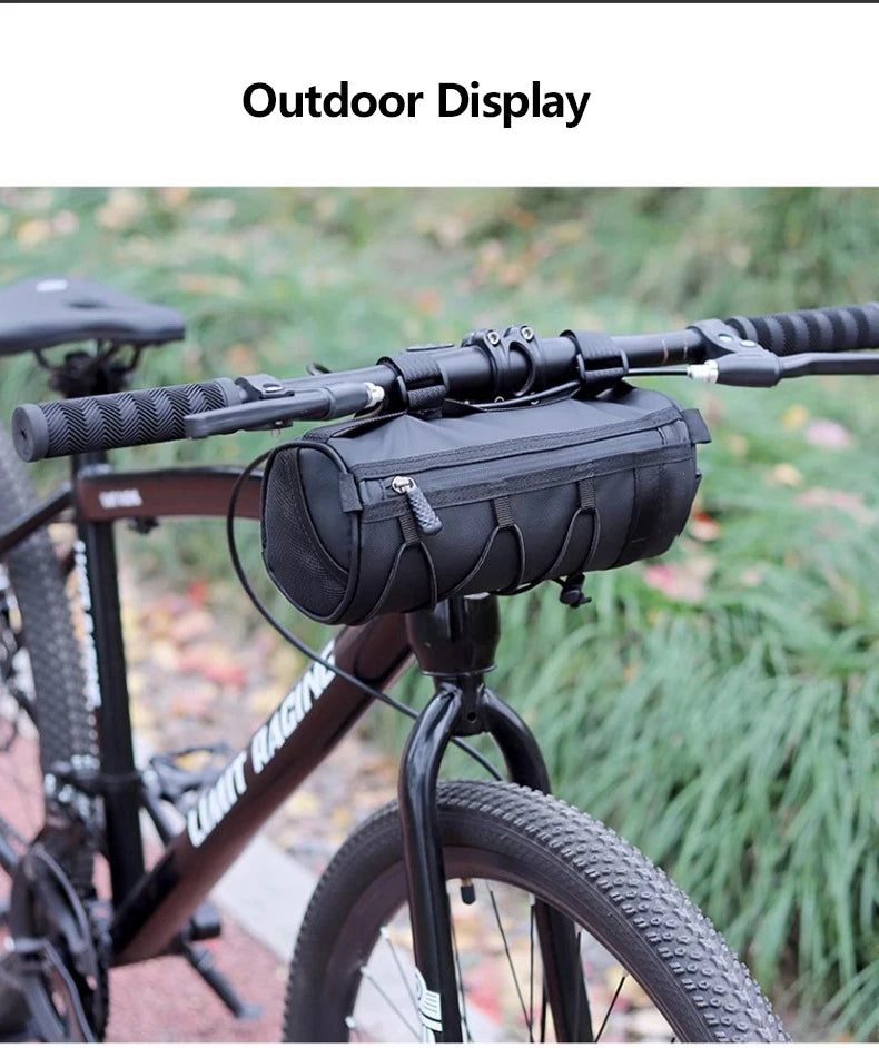 2.5L Bike Front Tube Bag – Large Capacity Handlebar Storage with Shoulder Strap for Road & Mountain Bikes