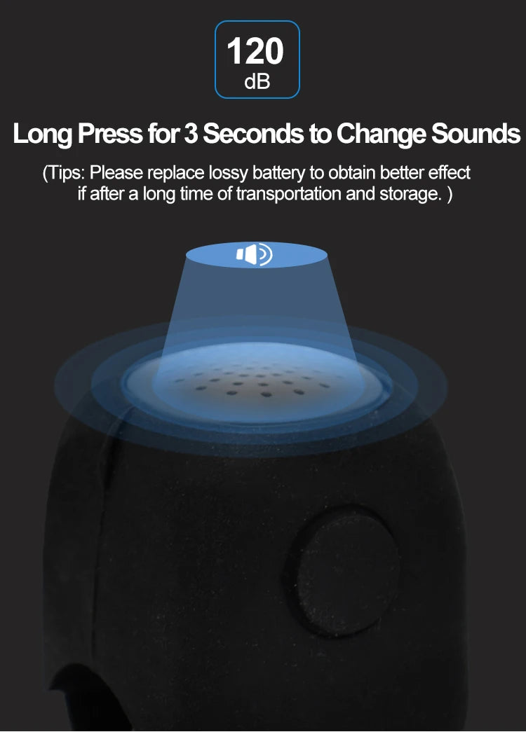 Electric Bicycle Bell – Loud Bike Horn with 3 Sound Modes for MTB & Road Cycling