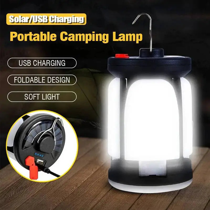 Rechargeable LED Camping Lantern with Folding Floodlight – 3 Light Modes | Portable Tent Light for Camping, Hiking & Fishing