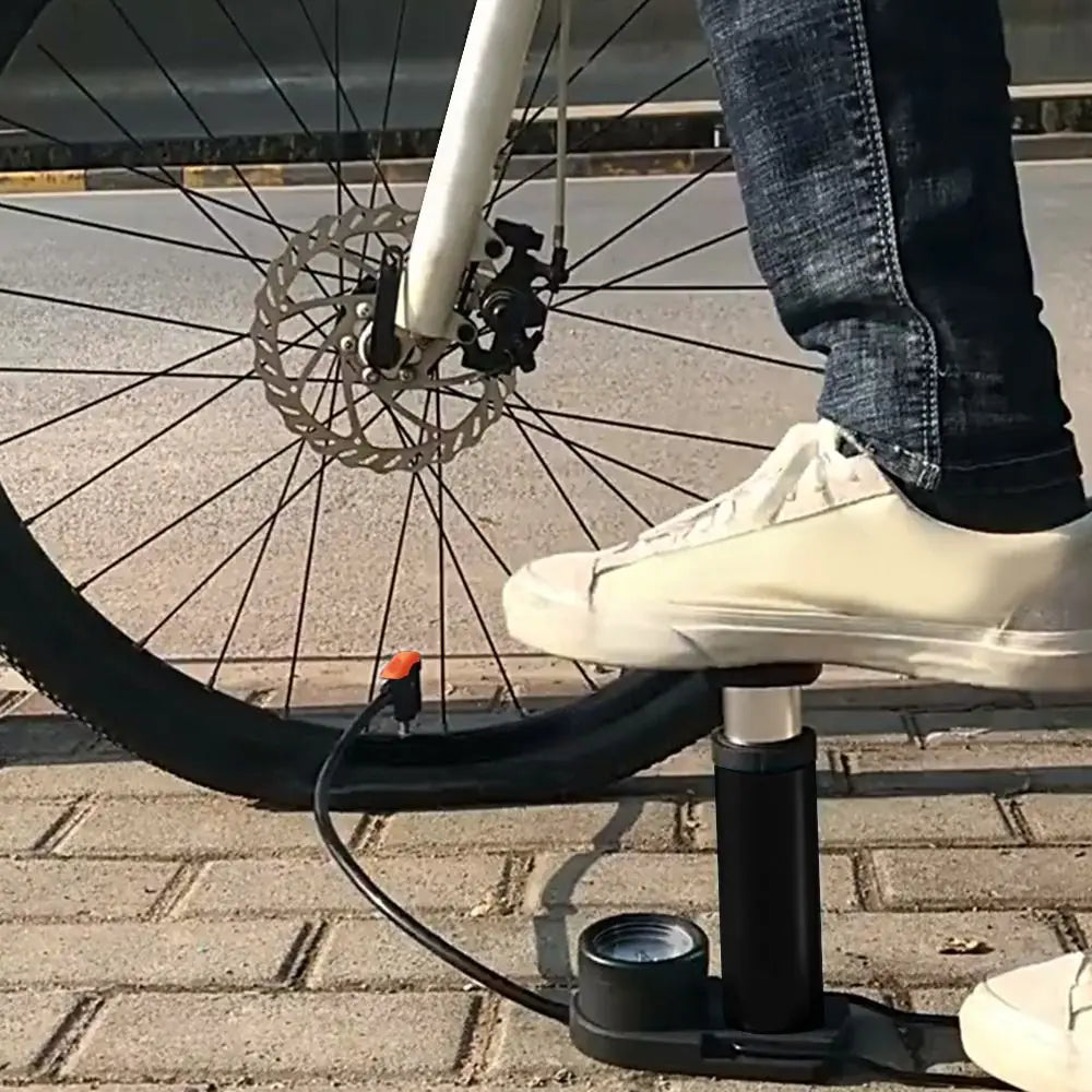 Mini Bike Pump with Pressure Gauge – Portable Foot Pump for Tyres