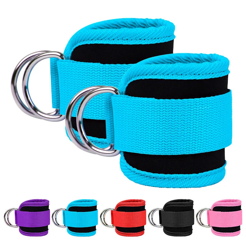Gym Ankle Straps for Cable Machines – Double D-Ring Adjustable Neoprene Padded Cuffs for Leg, Glute & Abductor Workouts