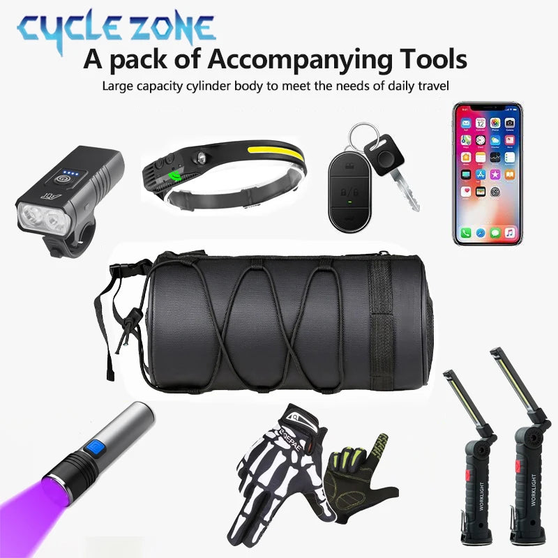 2.5L Bike Front Tube Bag – Large Capacity Handlebar Storage with Shoulder Strap for Road & Mountain Bikes