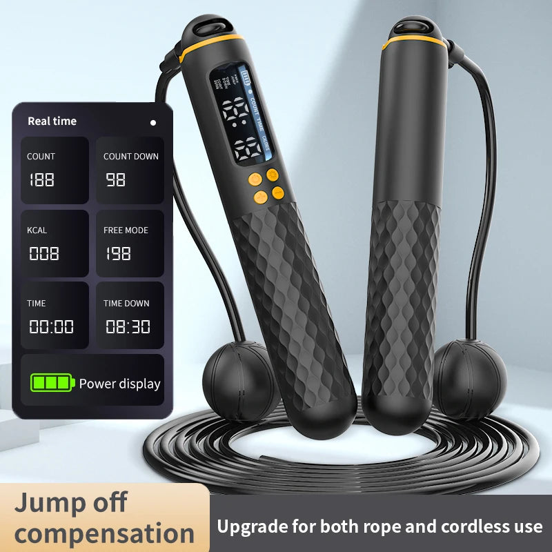 Rechargeable USB Digital Jump Rope Trainer – Adjustable Wireless Rope with Calorie Counter & Fitness Tracking