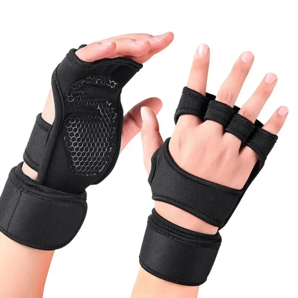 Gym Gloves with Wrist Support – Fingerless Training Gloves for Men & Women | Dumbbells, CrossFit & Weightlifting