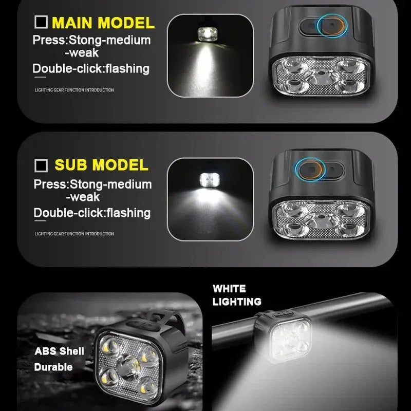 Rechargeable Bike Light Set – Front Headlamp & Rear LED Taillight for Safety