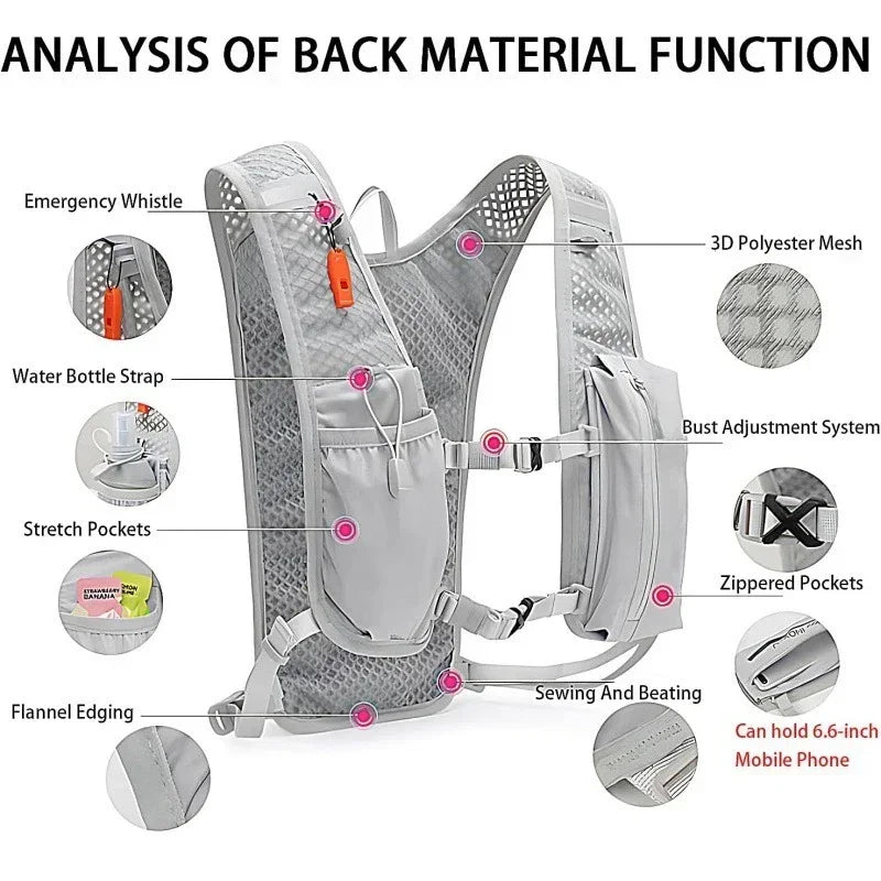 5L Running Hydration Vest Backpack – Lightweight Jogging Pack with 1.5L Water Bladder for Hiking, Cycling & Marathon Training