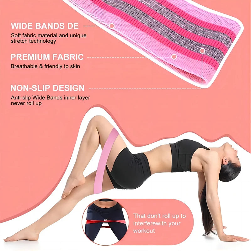 Elastic Resistance Bands – Hip Circle Bands for Home Workouts, Yoga, Pilates & Strength Training