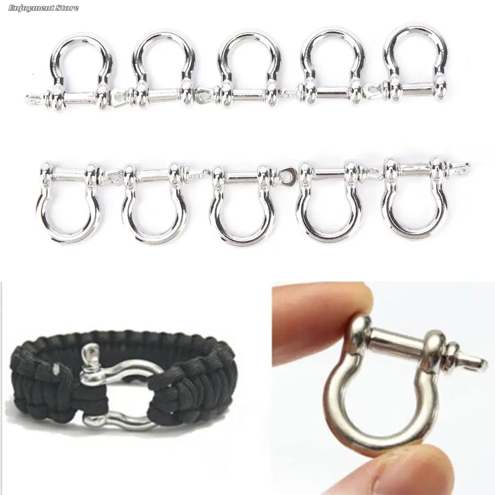5/10 PCS Stainless Steel O-Shaped Shackle Buckles – Heavy-Duty Screw Pin Anchors for Paracord, Camping & Survival Gear