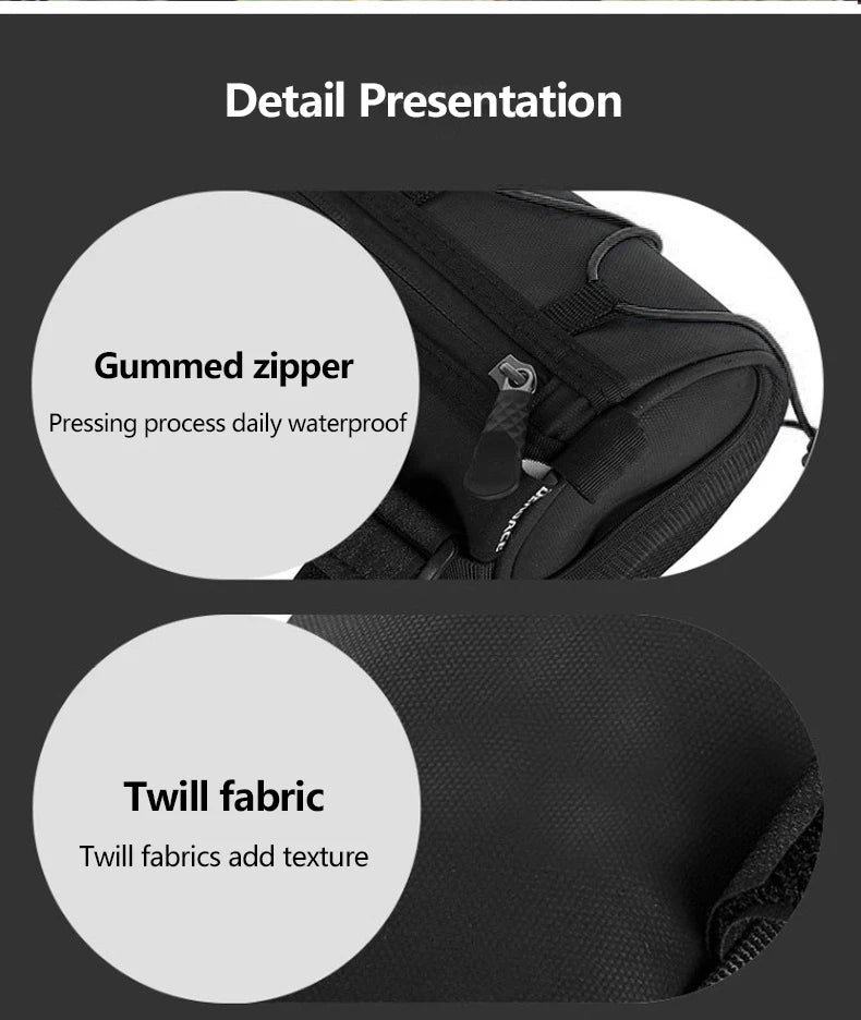 2.5L Bike Front Tube Bag – Large Capacity Handlebar Storage with Shoulder Strap for Road & Mountain Bikes