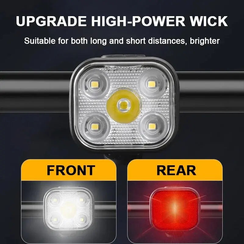 Rechargeable Bike Light Set – Front Headlamp & Rear LED Taillight for Safety