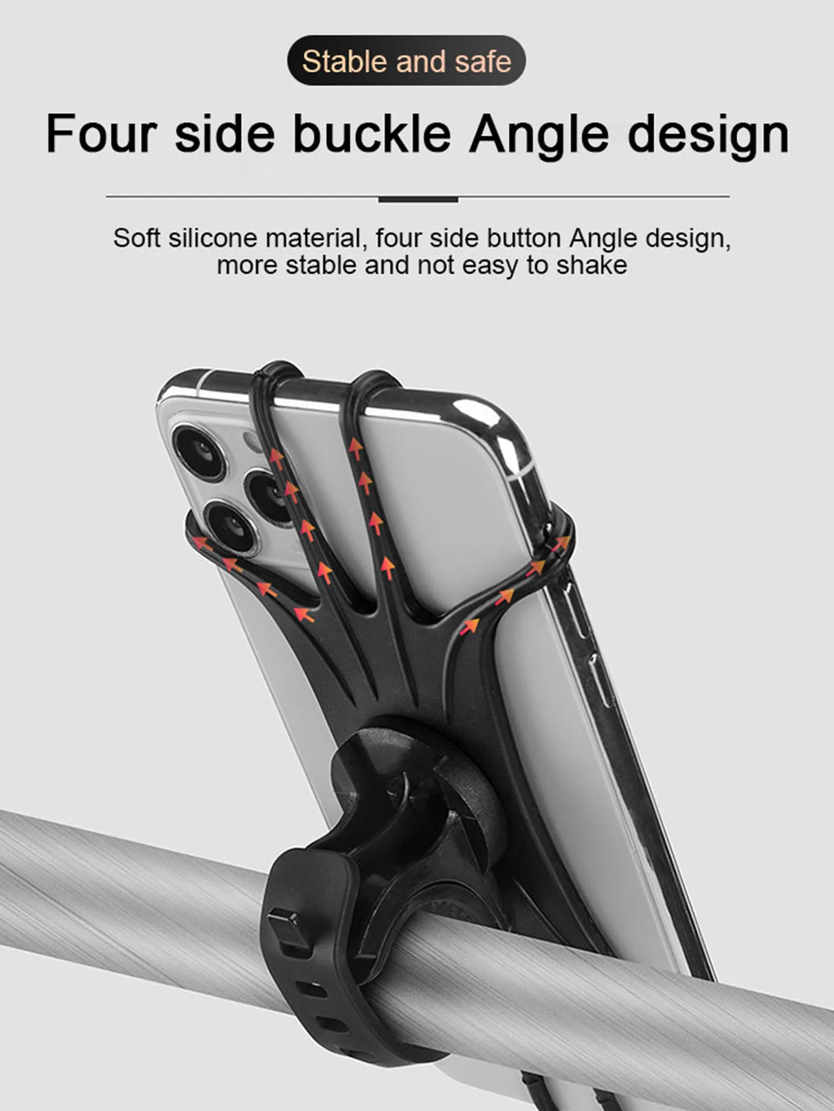 Silicone Bike Phone Holder – 360° Rotatable Universal Mount for 4–6" Phones