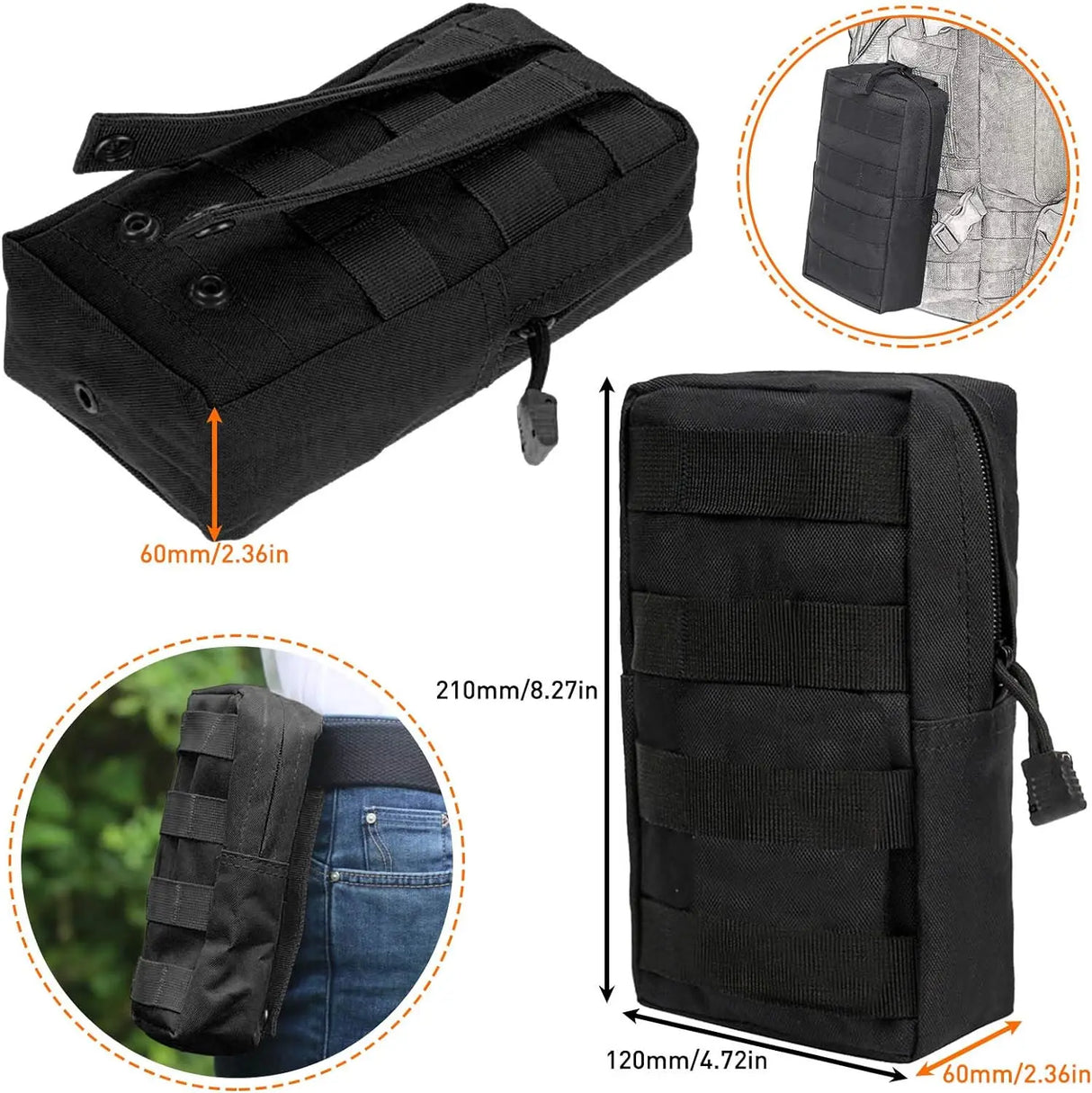 MOLLE Tactical EDC Waist Pouch – 600D Oxford Utility Pack for Outdoor Camping, Hunting, Hiking & Backpack Attachment