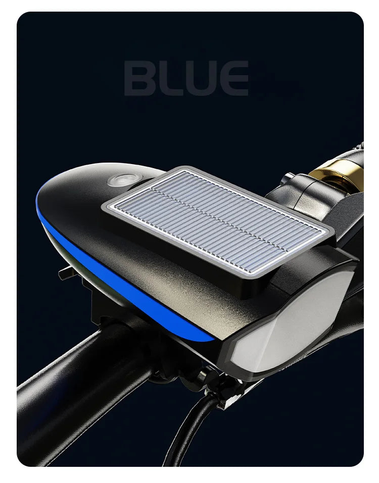 Solar Bike Light with Horn – LED Headlamp & Bell for Bikes