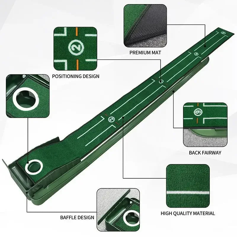 Mini Golf Green Putter Mat – Portable Indoor & Outdoor Golf Practice Mat (Model PM015)