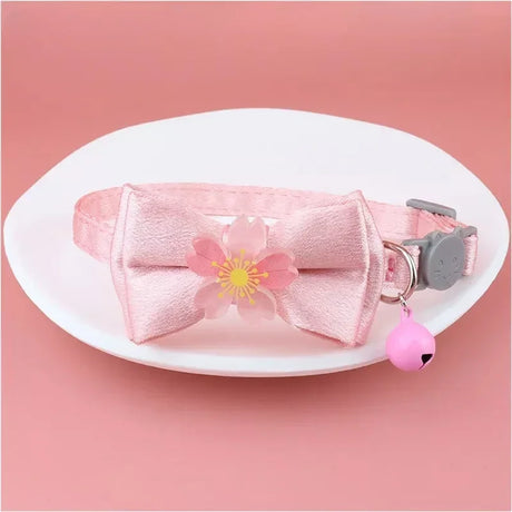 Pet Collar Pink Lace Bow Cat Choker Bell