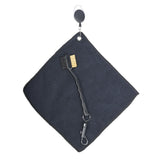 25×25cm Golf Towel with Rope Hook – Double-Sided Microfiber Club Towel + Golf Cleaning Brush | Easy-Pull Design