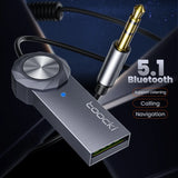 Bluetooth Aux Adapter USB To 3.5mm Jack Car Audio Music Mic