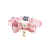 Pet Collar Pink Lace Bow Cat Choker Bell