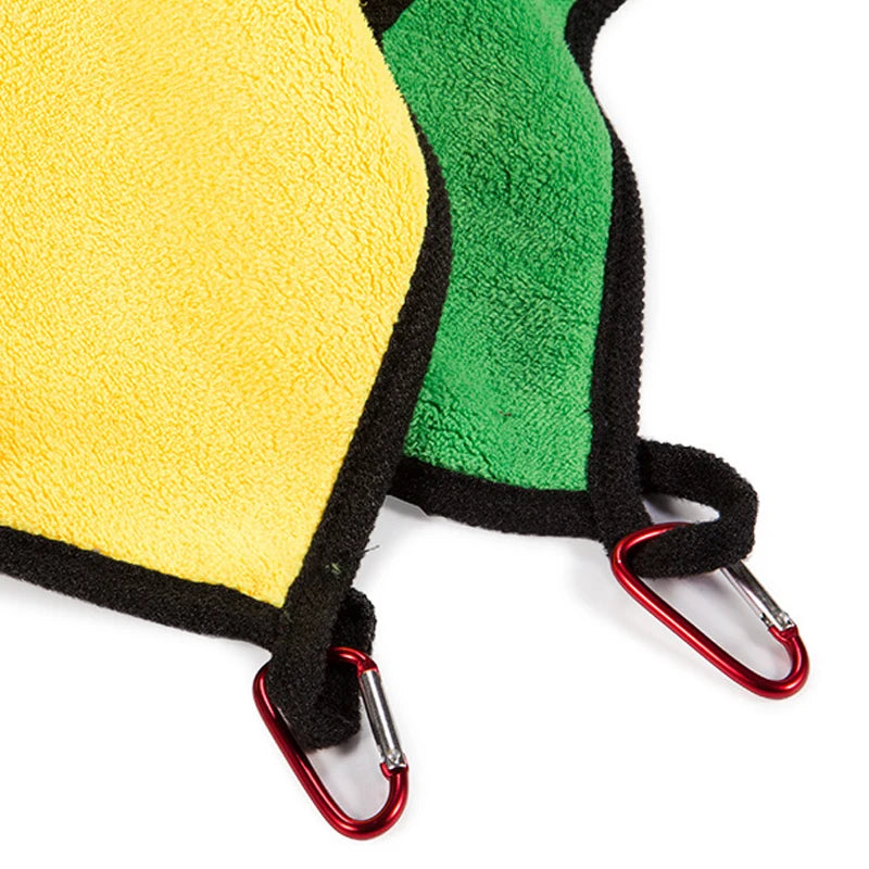 30×30cm Thickened Cotton Fishing Towel – Outdoor Cleaning Towel with Safety Buckle Hook for Rod, Hand & Gear Wipe