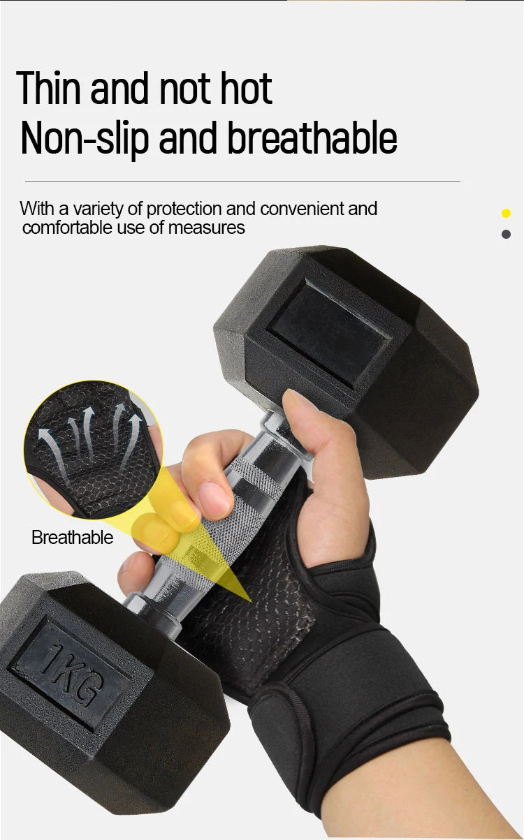 Breathable Workout Gloves with Wrist Wraps – Weightlifting & Gym Gloves for Men and Women