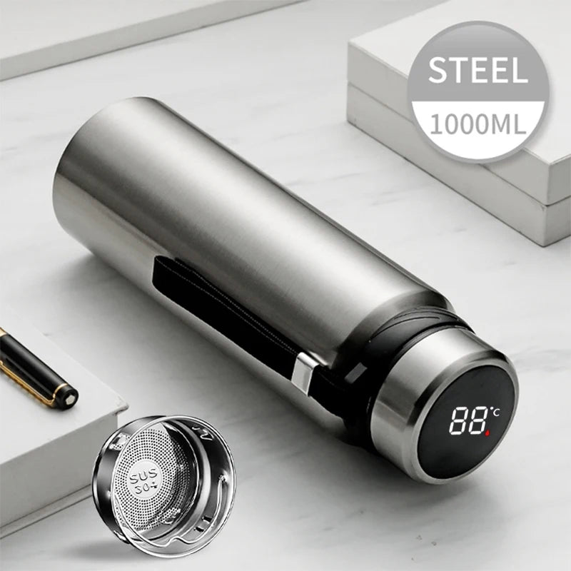 1L Thermal Water Bottle Temperature Display Thermos Bottle Stainless Steel Tumbler Vacuum Flasks Thermos For Water Tea Drinkware