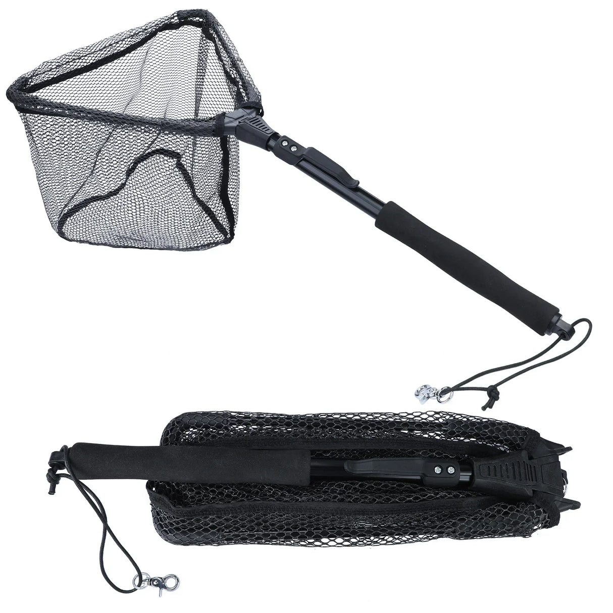 Sougayilang Folding Telescopic Fishing Landing Net – 65–112cm Extendable Brail Net for Freshwater & Saltwater