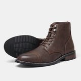 Men Leather Lace Up Boots