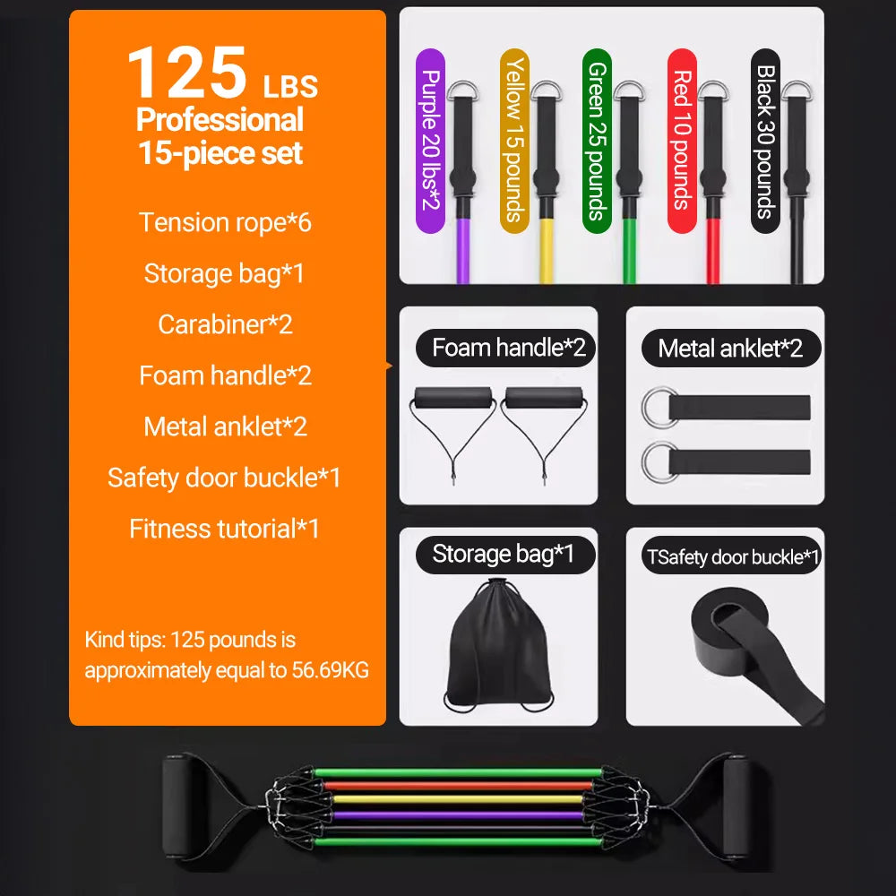 10–14 PCS Resistance Bands Set – Multi-Function Pull Rope Kit for Strength & Muscle Training