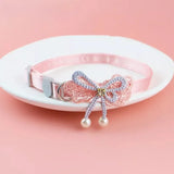 Pet Collar Pink Lace Bow Cat Choker Bell